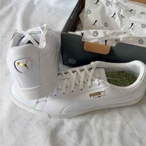 Puma OG Golf Sneakers with Gold and Gray Accents